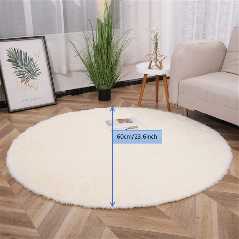 Soft Round Rug for Kids Bedroom Fluffy Carpets Shaggy Rugs Teepee Mat