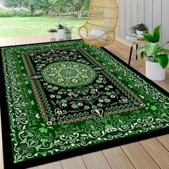 European Retro Green Washable Rug Non Slip Modern Boho Home Decor