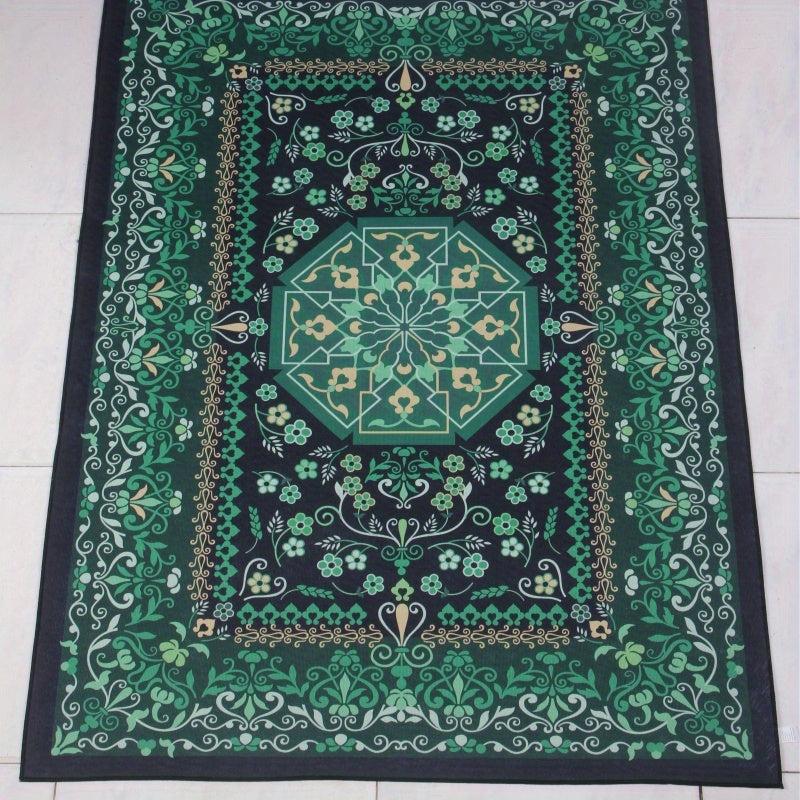 European Retro Green Washable Rug Non Slip Modern Boho Home Decor