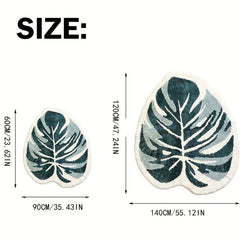 Monstera Leaf Bath Mat Non Slip Absorbent Fluffy Tufted Rug