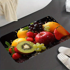 Flannel Fruit Kitchen Runner Rug Non Slip Cushioned Carpet Waterproof Mat