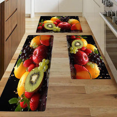 Flannel Fruit Kitchen Runner Rug Non Slip Cushioned Carpet Waterproof Mat