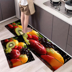 Flannel Fruit Kitchen Runner Rug Non Slip Cushioned Carpet Waterproof Mat