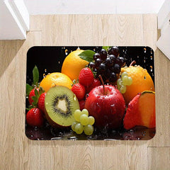 Flannel Fruit Kitchen Runner Rug Non Slip Cushioned Carpet Waterproof Mat