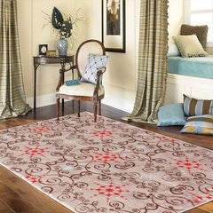 Red Vintage Non Slip Kitchen Rugs - Boho Anti Fatigue Carpet Mat