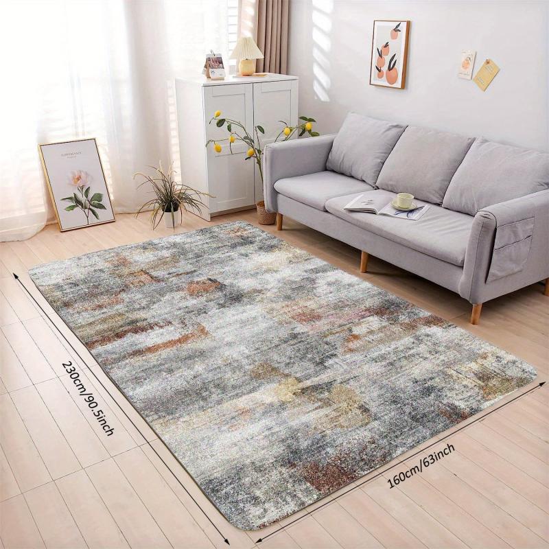 Modern Abstract Area Rug Soft Faux Sheepskin Floor Mat Non Slip TPR Backing