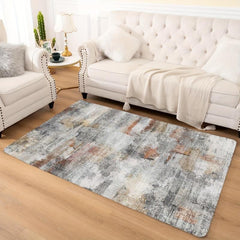 Modern Abstract Area Rug Soft Faux Sheepskin Floor Mat Non Slip TPR Backing