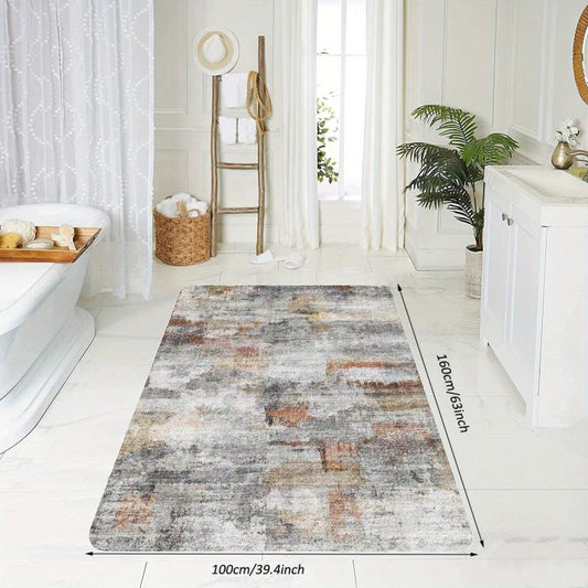 Modern Abstract Area Rug Soft Faux Sheepskin Floor Mat Non Slip TPR Backing