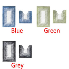 2pcs Non Slip Bathroom Mats Set Gradient Water Absorbing Toilet U Shape Mat