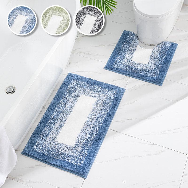2pcs Non Slip Bathroom Mats Set Gradient Water Absorbing Toilet U Shape Mat