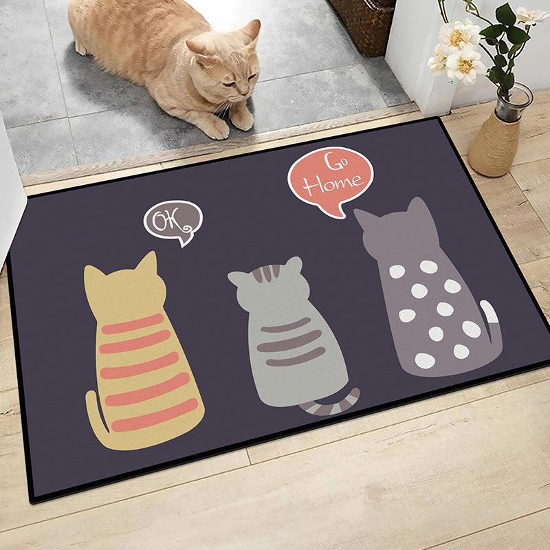 Cartoon Kitten Door Mat Absorbent Non Slip Rug
