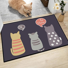Cartoon Kitten Door Mat Absorbent Non Slip Rug