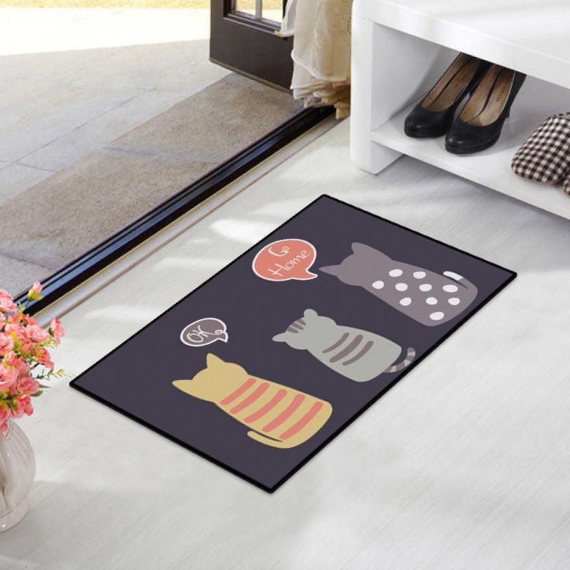 Cartoon Kitten Door Mat Absorbent Non Slip Rug