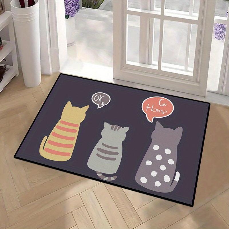 Cartoon Kitten Door Mat Absorbent Non Slip Rug