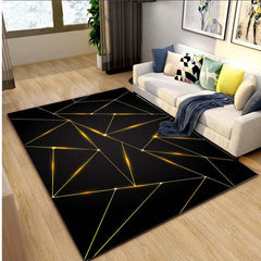 Modern Abstract Geometric Area Rug Contemporary Golden Line Pattern Carpet
