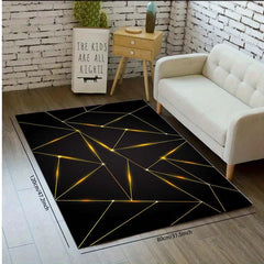 Modern Abstract Geometric Area Rug Contemporary Golden Line Pattern Carpet