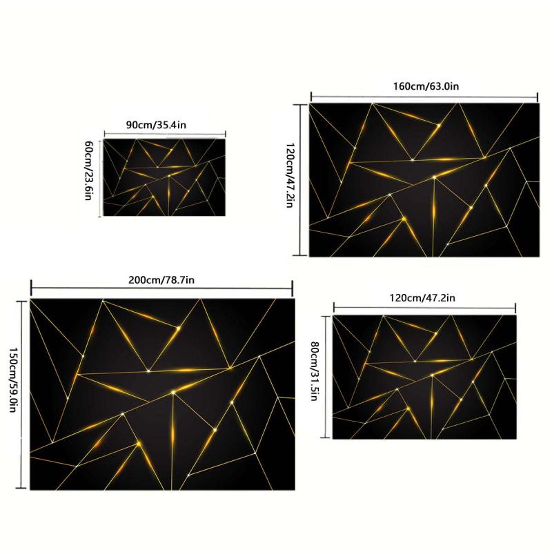 Modern Abstract Geometric Area Rug Contemporary Golden Line Pattern Carpet