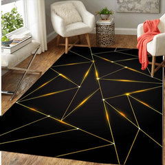 Modern Abstract Geometric Area Rug Contemporary Golden Line Pattern Carpet