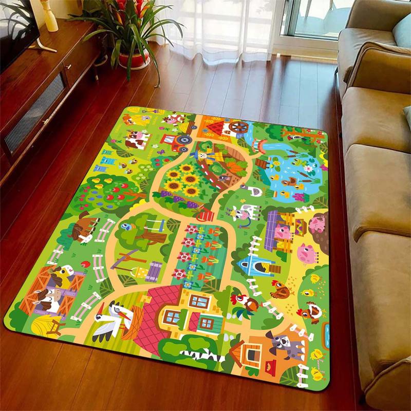 Cartoon Farm Kitchen Rug Animal Carpet Living Room Bedroom Decoration