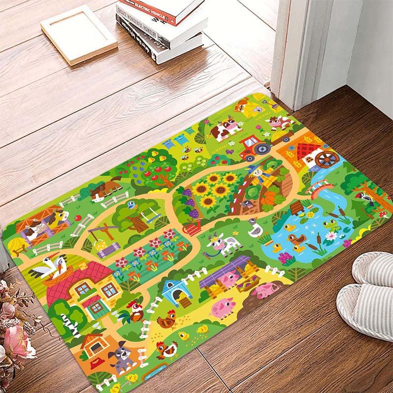 Cartoon Farm Kitchen Rug Animal Carpet Living Room Bedroom Decoration