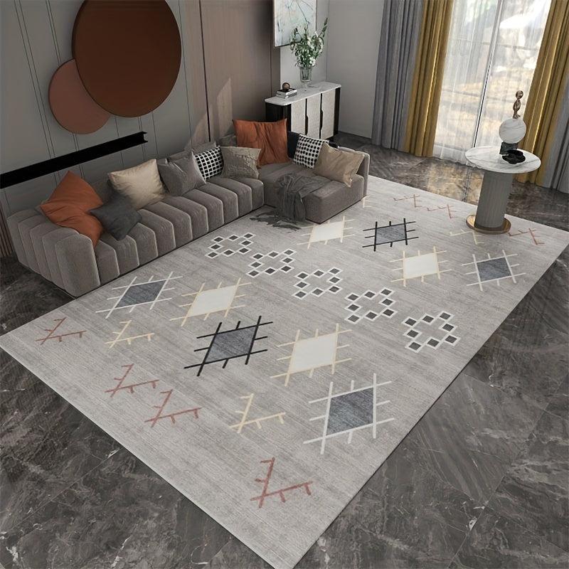 Geometric Moroccan Living Room Carpet Non Slip Soft Padded Area Rug 47x62in