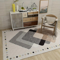 Modern Geometric Area Rug Soft Non-Slip Nordic Carpet, Washable Low Pile Mat