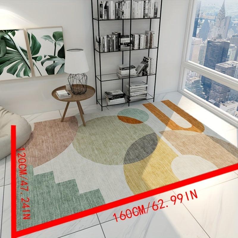 Modern Geometric Area Rug Soft Non-Slip Nordic Carpet, Washable Low Pile Mat