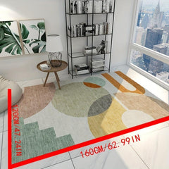 Modern Geometric Area Rug Soft Non-Slip Nordic Carpet, Washable Low Pile Mat
