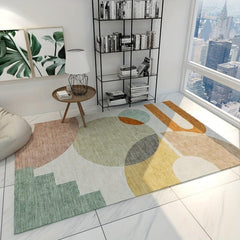 Modern Geometric Area Rug Soft Non-Slip Nordic Carpet, Washable Low Pile Mat