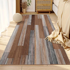 Vintage Wood Print Rug 2X6ft Low Pile Area Rug Bedroom Hallway Easy to Clean