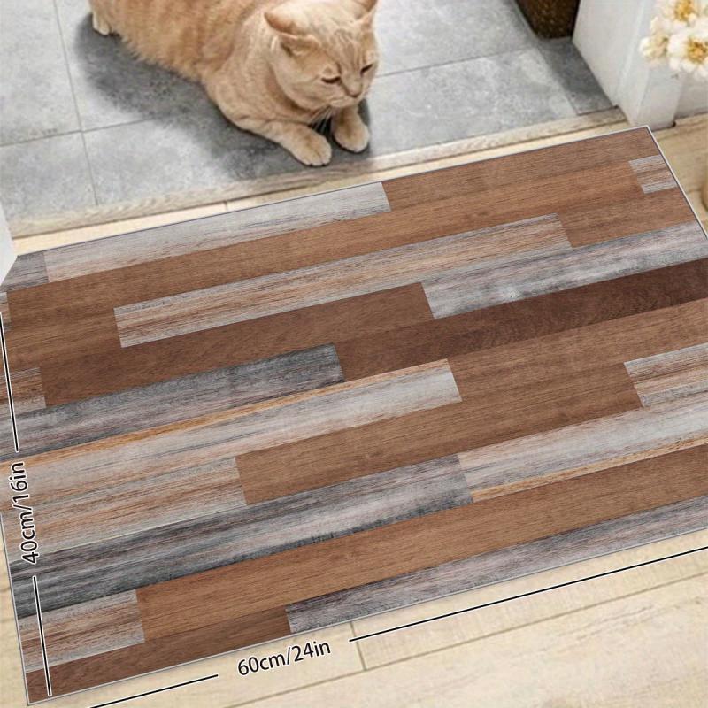 Vintage Wood Print Rug 2X6ft Low Pile Area Rug Bedroom Hallway Easy to Clean