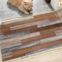 Vintage Wood Print Rug 2X6ft Low Pile Area Rug Bedroom Hallway Easy to Clean