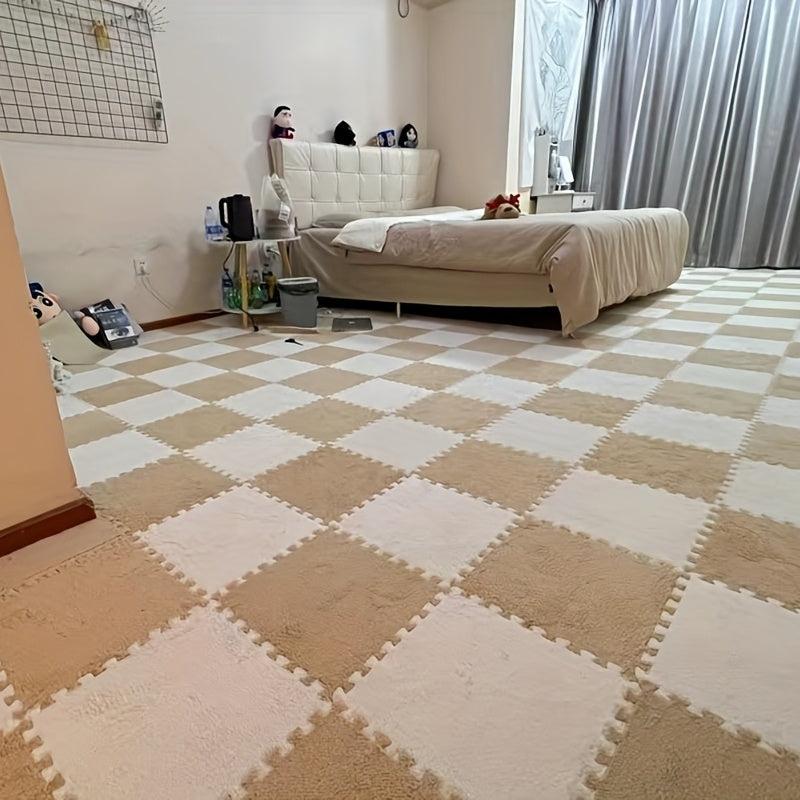 Interlocking Fluffy Puzzle Flooring Tiles Soft Climbing Area Rugs