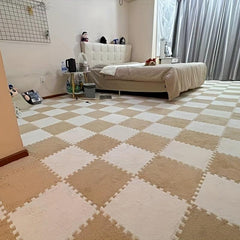 Interlocking Fluffy Puzzle Flooring Tiles Soft Climbing Area Rugs