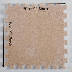 Interlocking Fluffy Puzzle Flooring Tiles Soft Climbing Area Rugs