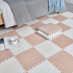 Interlocking Fluffy Puzzle Flooring Tiles Soft Climbing Area Rugs