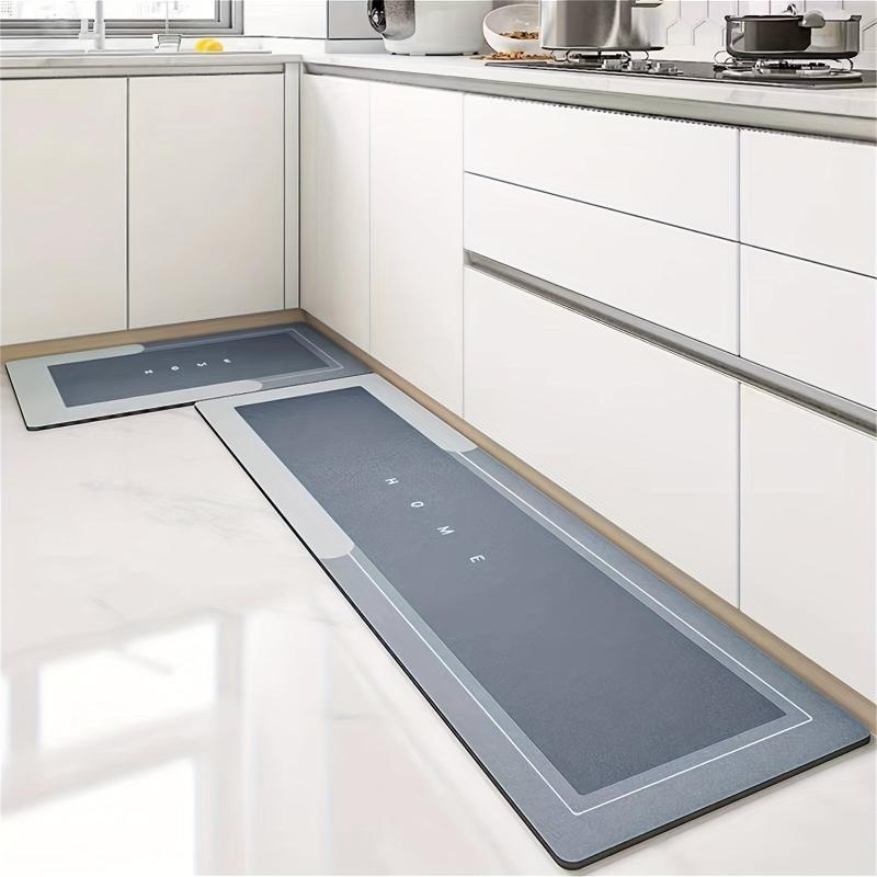 2pcs Non Slip Kitchen Floor Mat Absorbent Runner Rug 3.5mm Thick Diatom Mud Mat