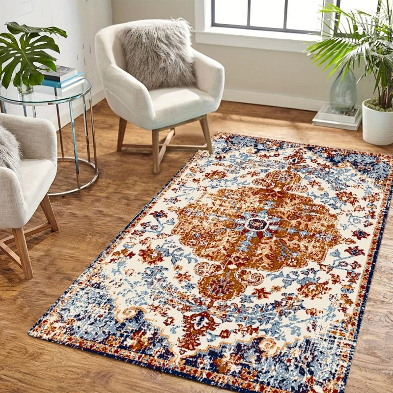 1pc Persian Indoor Mat Pattern Area Rug Non Slip Floor Carpet Home Decor