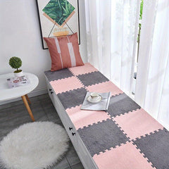 12pcs Plush Puzzle Foam Floor Mat Interlocking Carpet Fluffy Area Rug