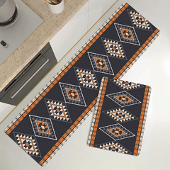 Geometric Print Kitchen Rug Non Slip Stylish Indoor Mat for Home Decor