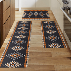 Geometric Print Kitchen Rug Non Slip Stylish Indoor Mat for Home Decor