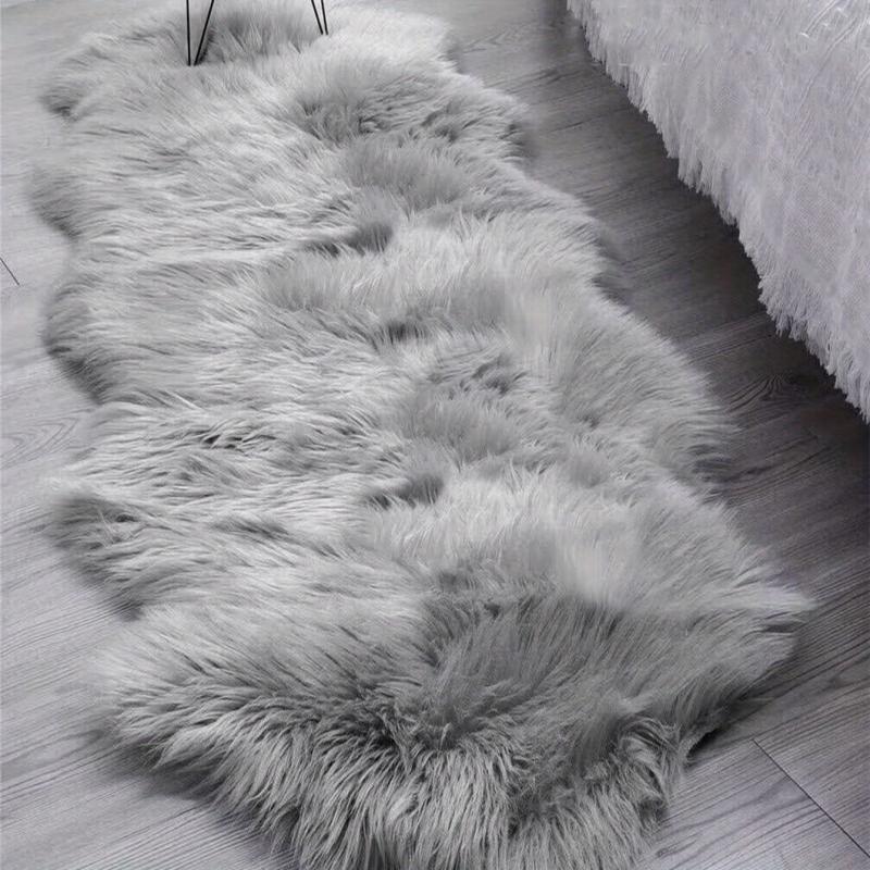 Grey Soft Faux Fur Plush Shaggy Rug For Home Decor