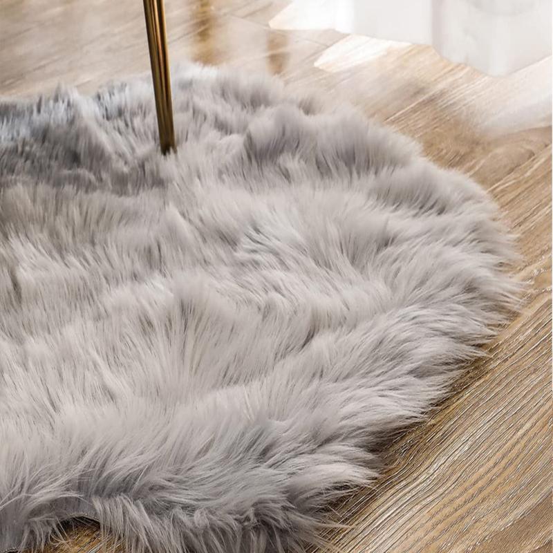 Grey Soft Faux Fur Plush Shaggy Rug For Home Decor