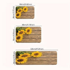 Sunflower Print Kitchen Rug Set