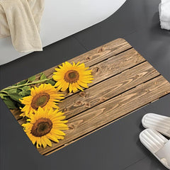 Sunflower Print Kitchen Rug Set