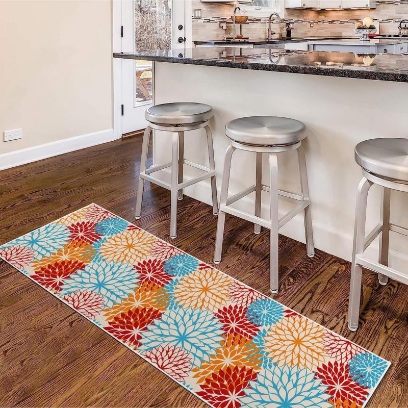 Absorbent Non Slip Floral Carpet 19.69x118.11 Inches