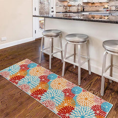 Absorbent Non Slip Floral Carpet 19.69x118.11 Inches