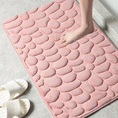 Memory Foam Bath Rug Cobblestone Embossed Bathroom Mat