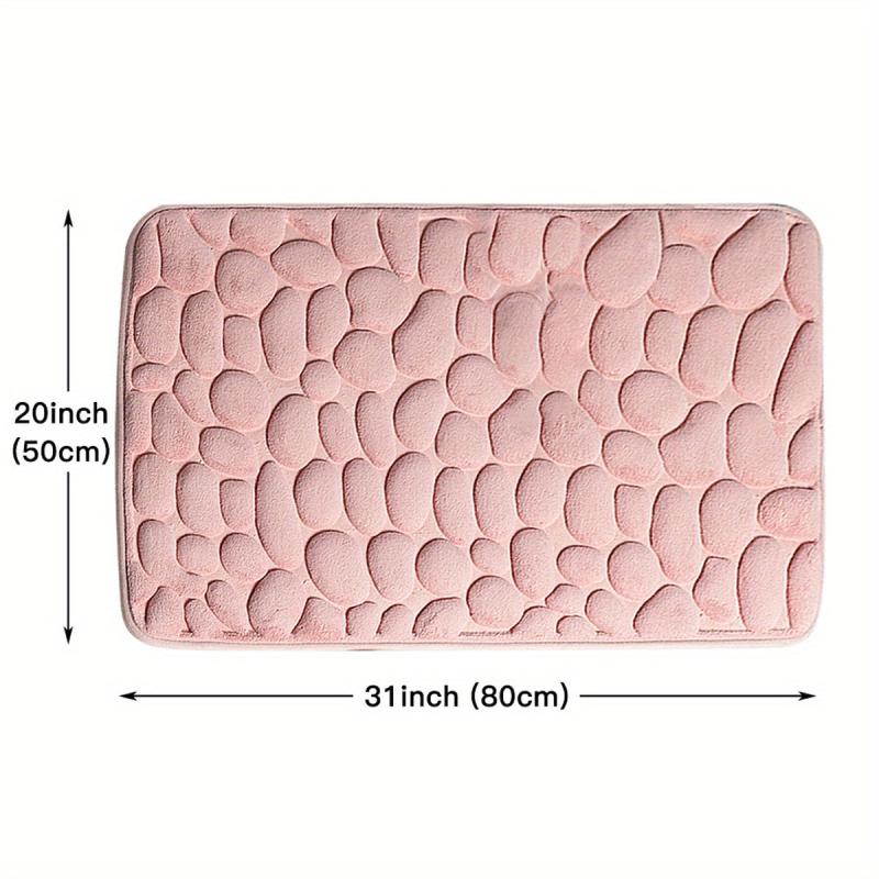 Memory Foam Bath Rug Cobblestone Embossed Bathroom Mat