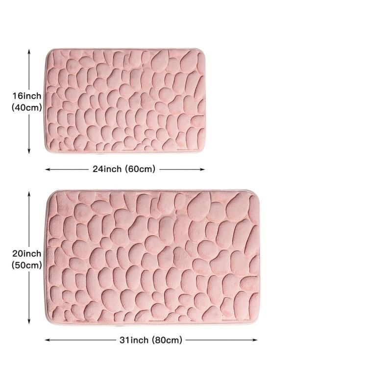 Memory Foam Bath Rug Cobblestone Embossed Bathroom Mat